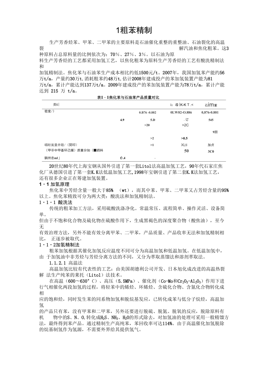 粗苯精制工艺流程_第1页