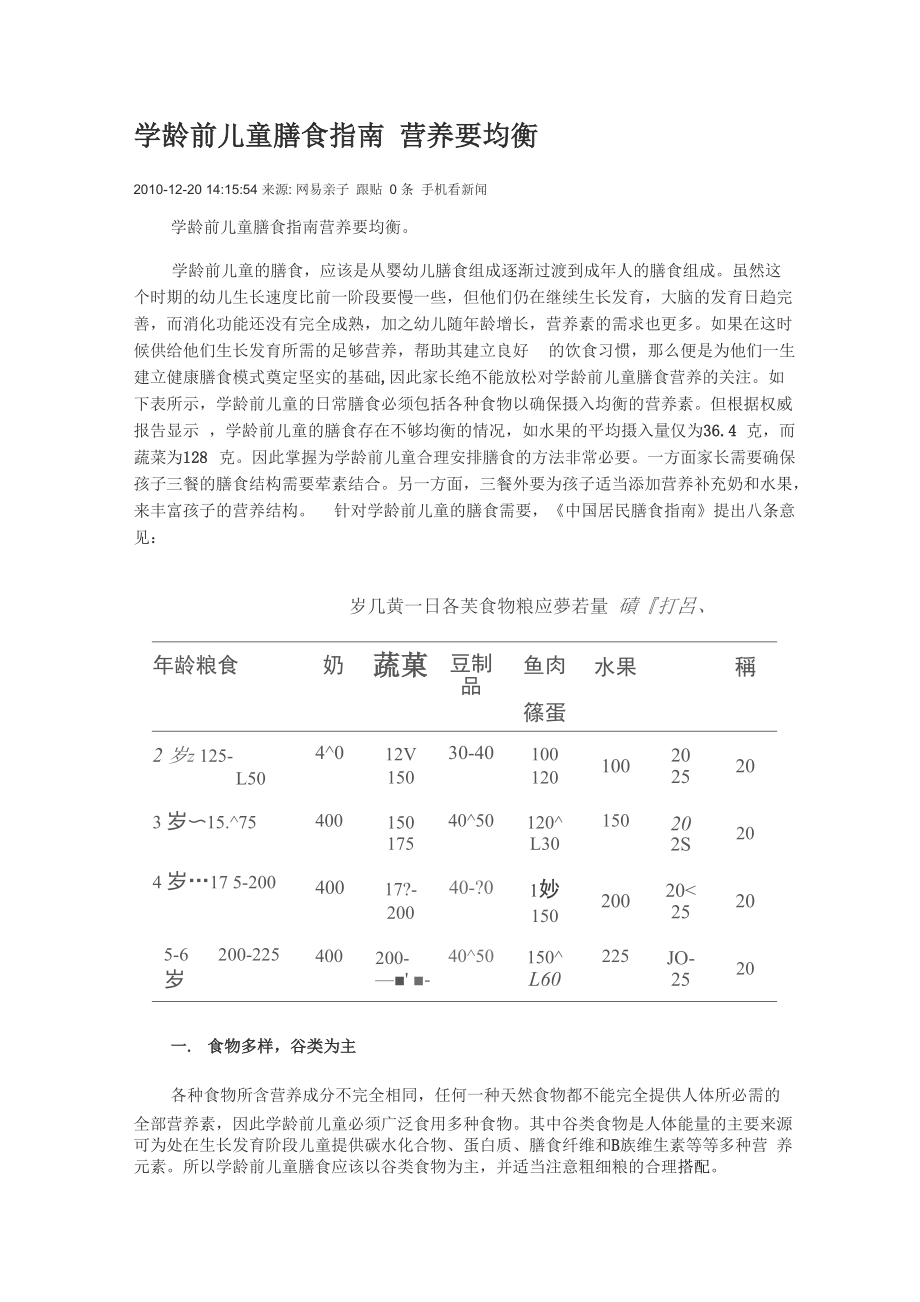 学龄前儿童膳食指南 营养要均衡_第1页