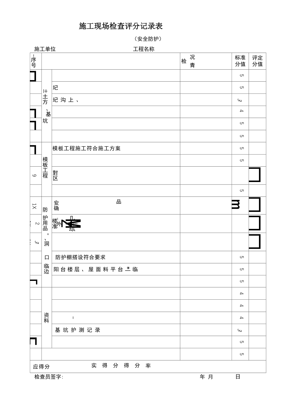 施工现场检查评分记录表_第1页