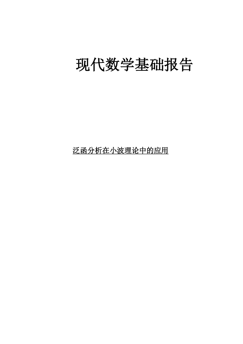 泛函分析在小波理论中的应用_第1页