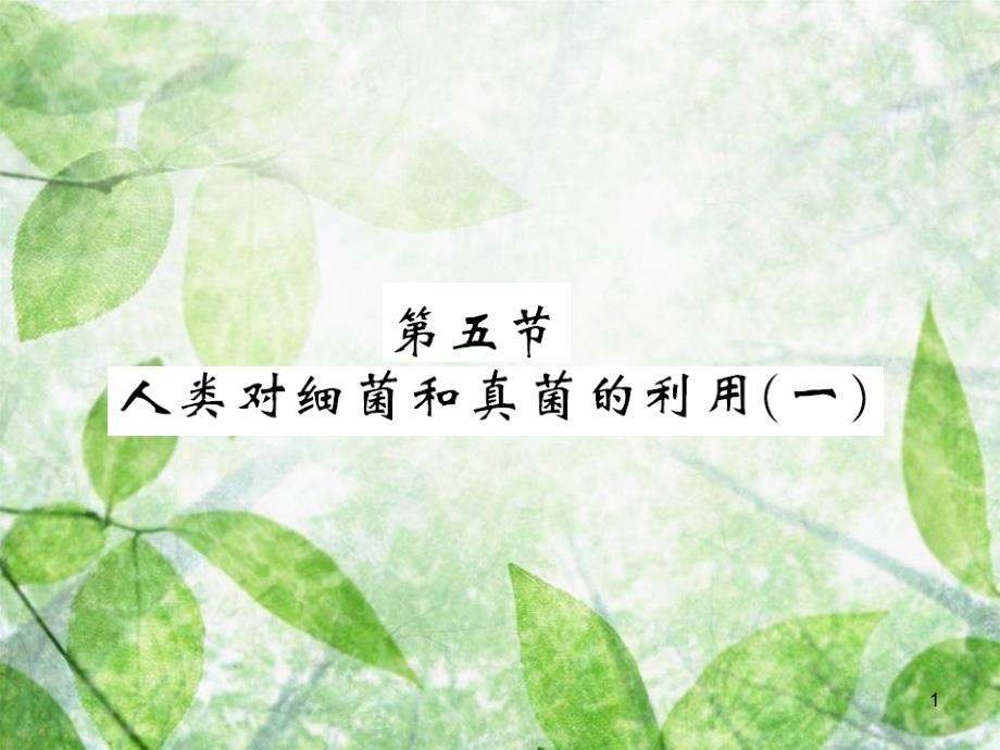 八年级生物上册 第五单元 第4章 第5节 人类对细菌和真菌的利用习题优质课件1 （新版）新人教版_第1页