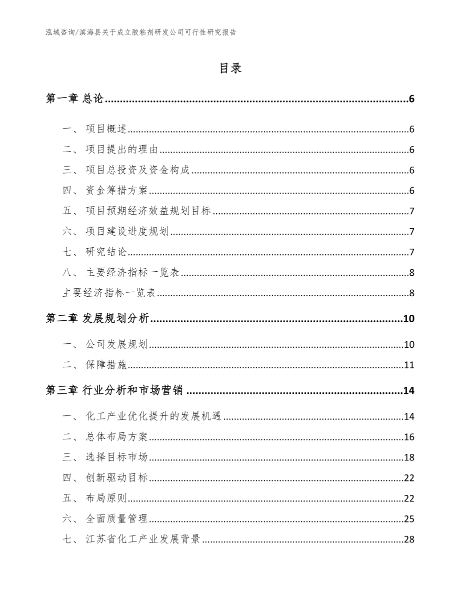 滨海县关于成立胶粘剂研发公司可行性研究报告（模板范文）_第1页