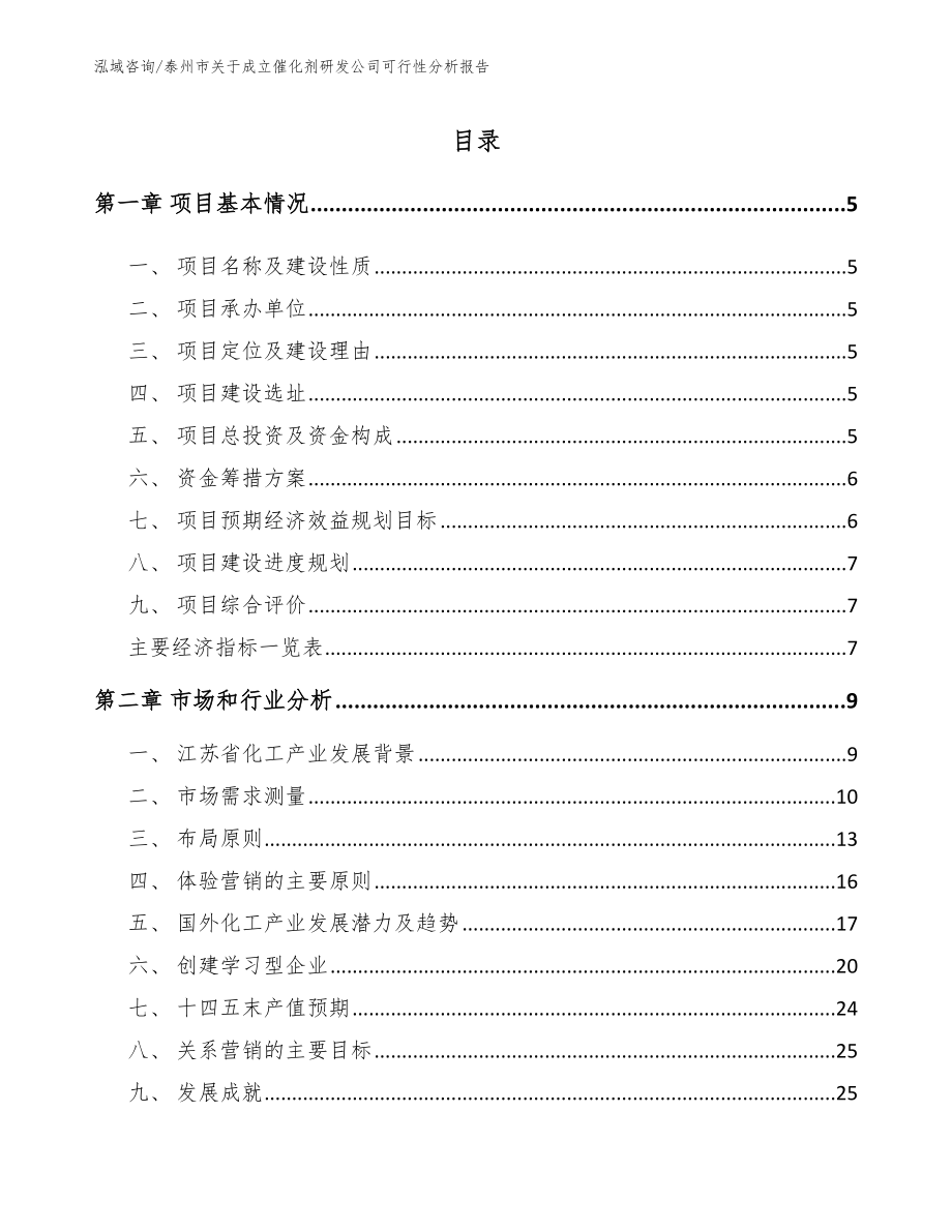 泰州市关于成立催化剂研发公司可行性分析报告_范文参考_第1页