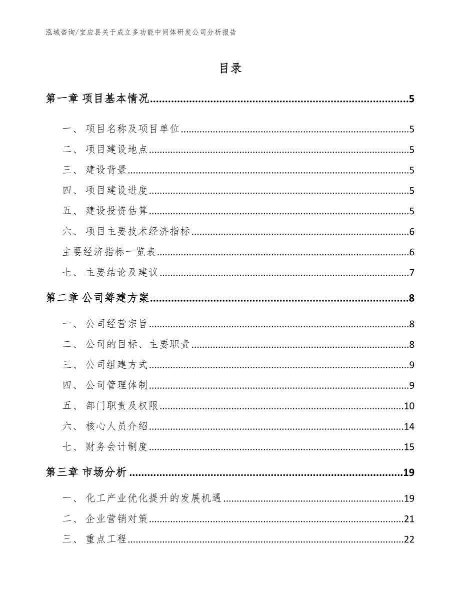 宝应县关于成立多功能中间体研发公司分析报告（参考范文）_第1页