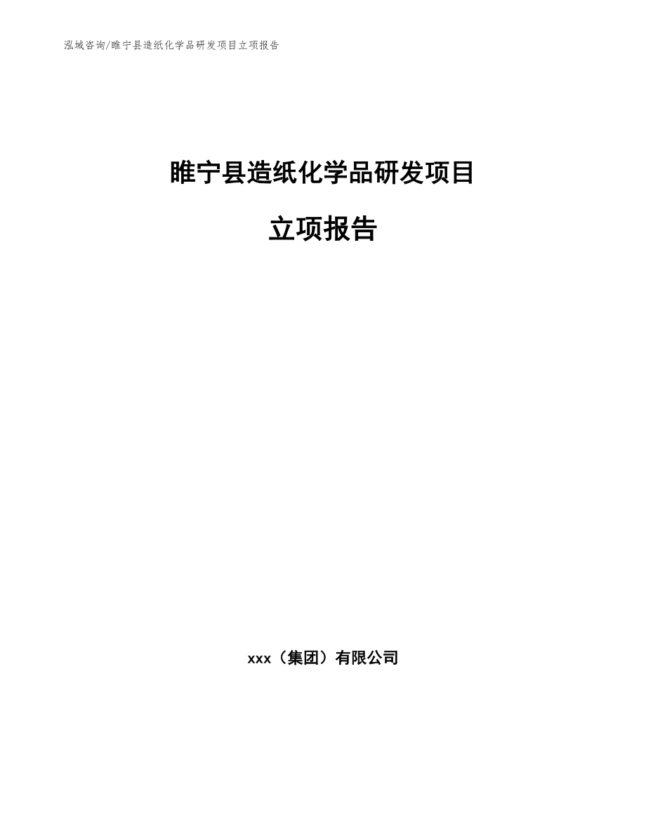 睢宁县造纸化学品研发项目立项报告范文参考_第1页