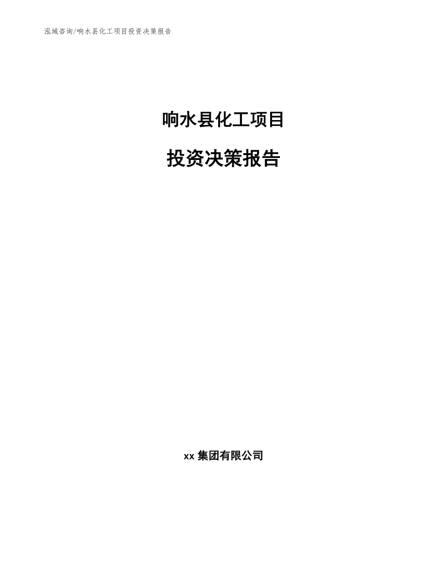 响水县化工项目投资决策报告_模板_第1页