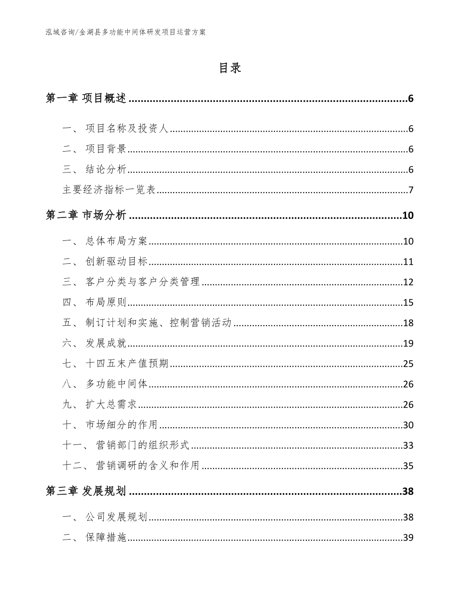 金湖县多功能中间体研发项目运营方案_范文模板_第1页