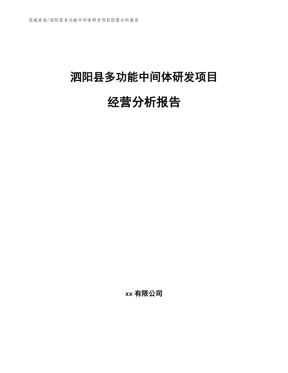 泗阳县多功能中间体研发项目经营分析报告（模板范本）_第1页