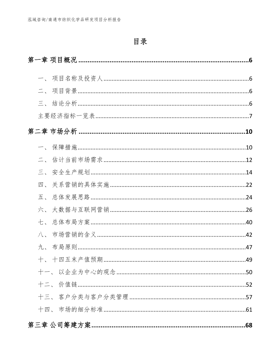 南通市纺织化学品研发项目分析报告【范文模板】_第1页