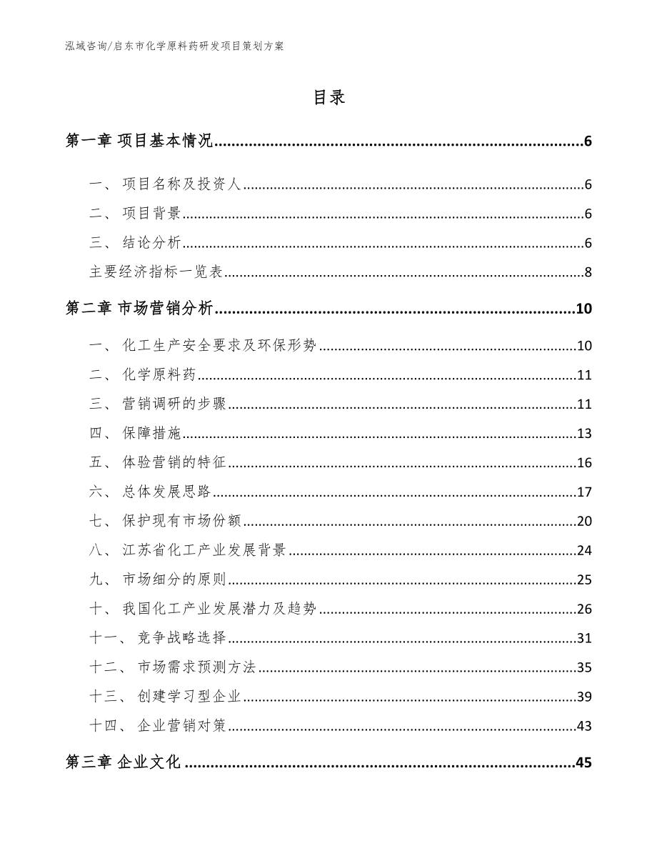 启东市化学原料药研发项目策划方案_范文_第1页