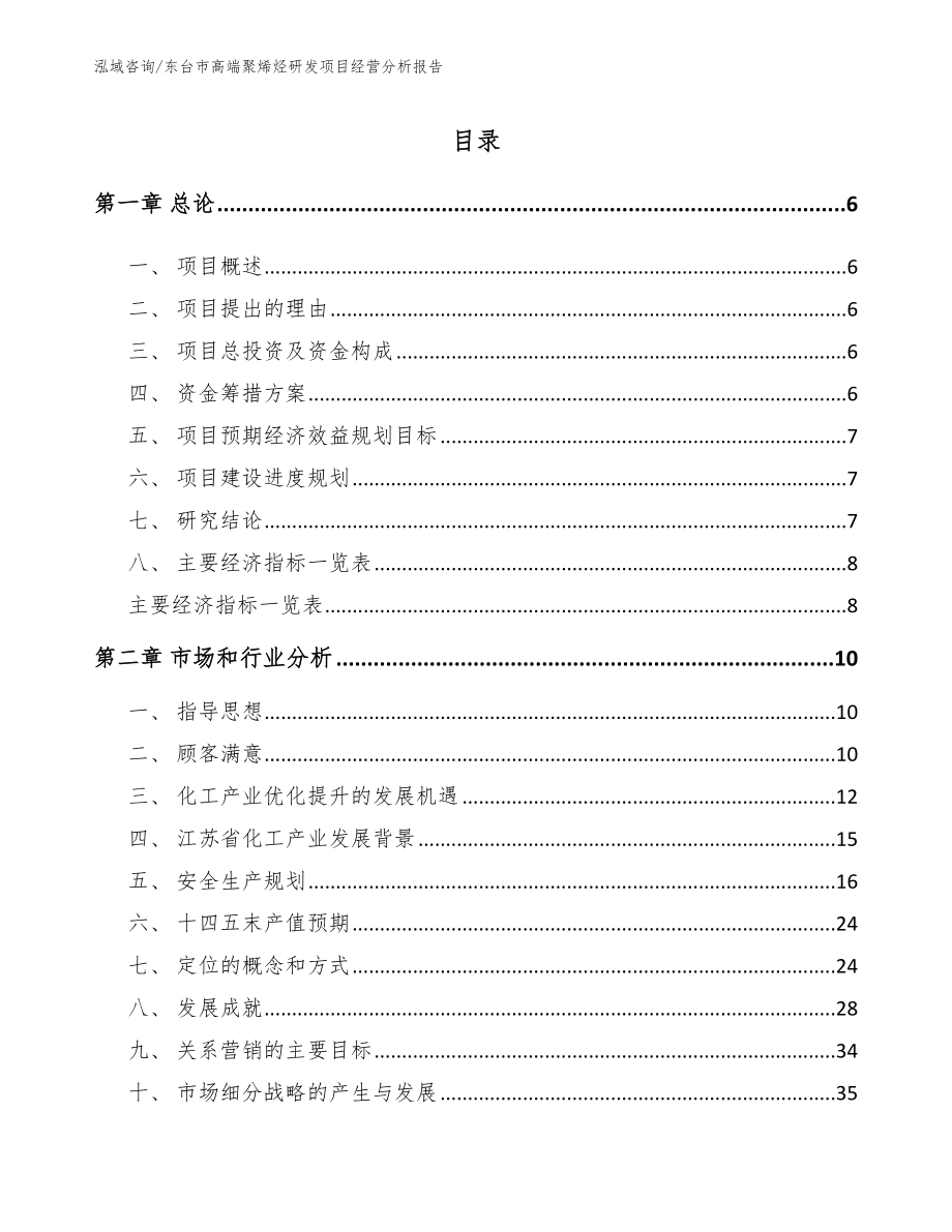 东台市高端聚烯烃研发项目经营分析报告（参考范文）_第1页