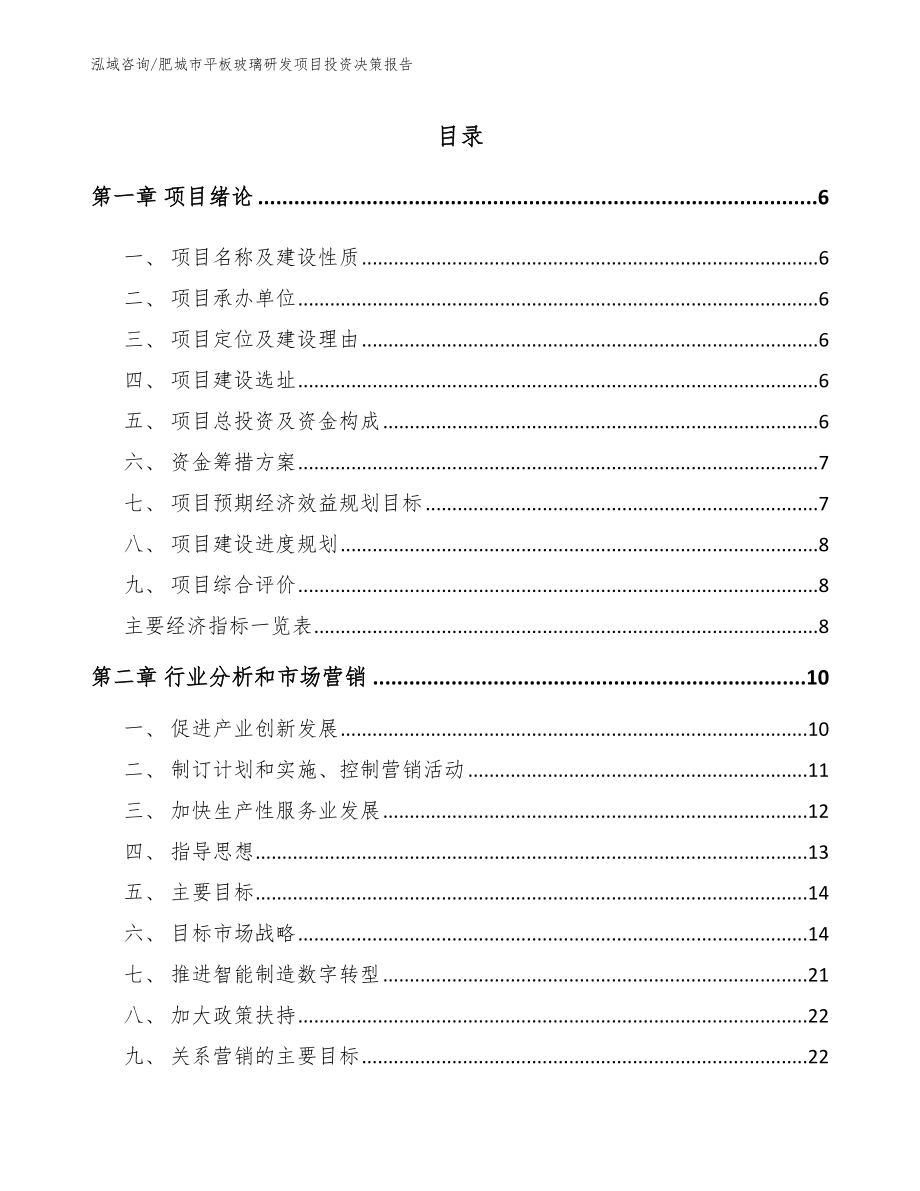 肥城市平板玻璃研发项目投资决策报告_第1页