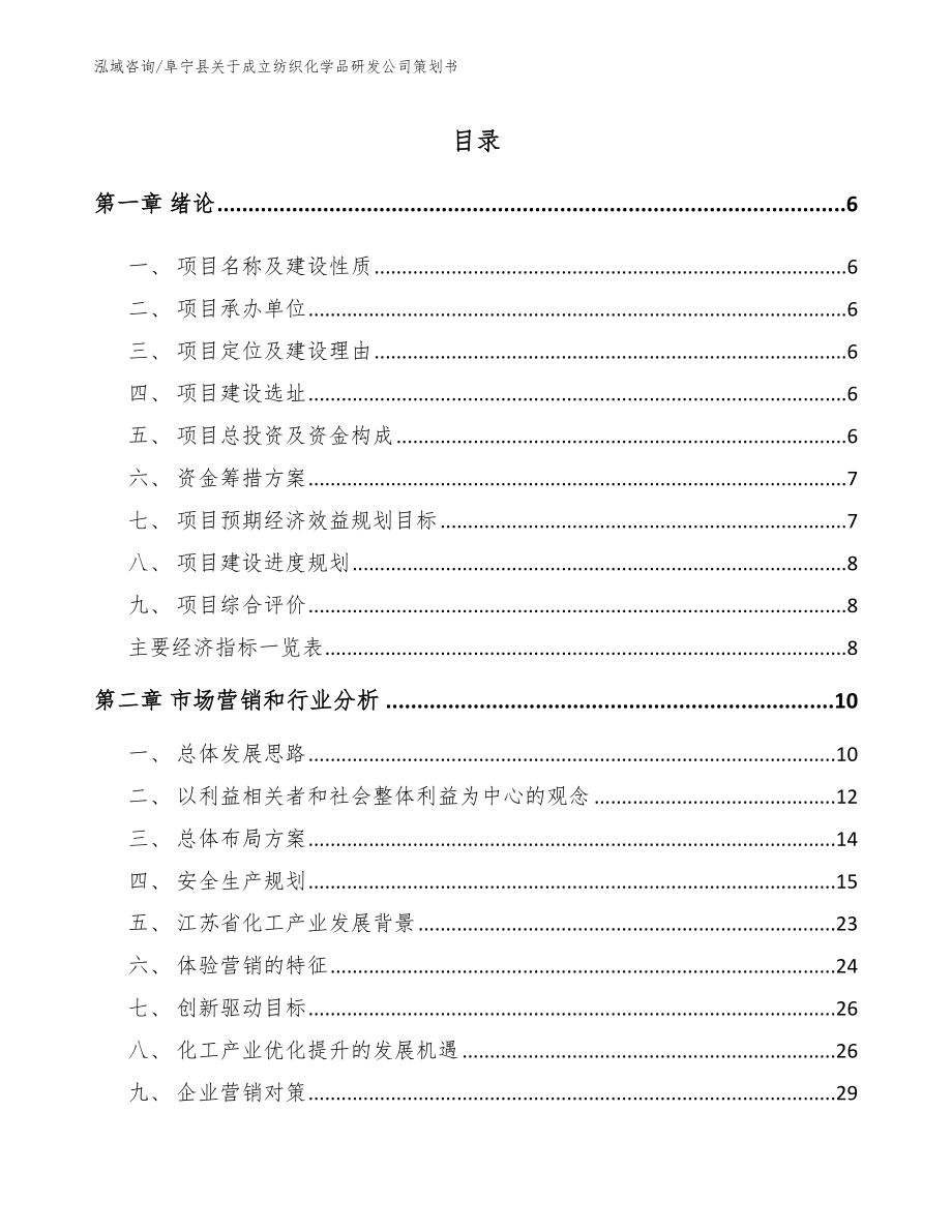 阜宁县关于成立纺织化学品研发公司策划书模板_第1页