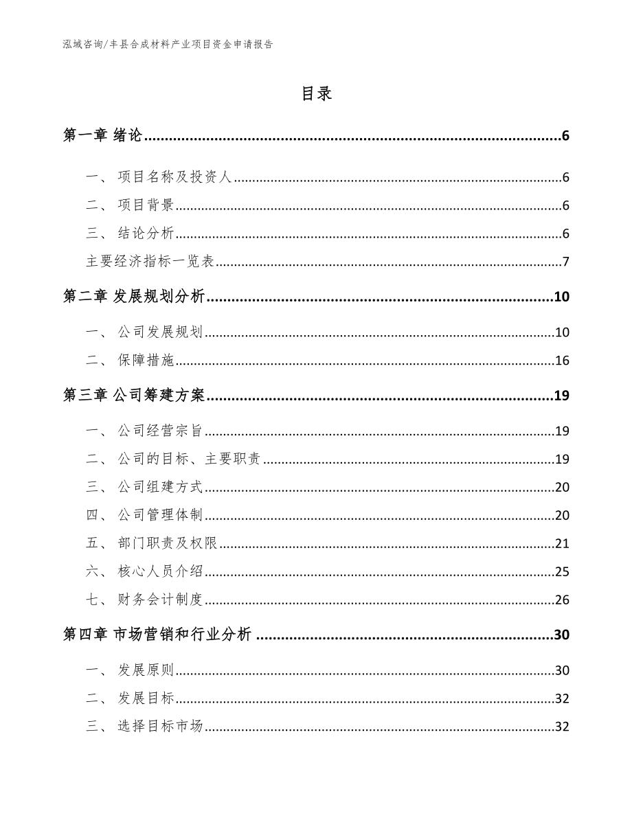 丰县合成材料产业项目资金申请报告_参考模板_第1页