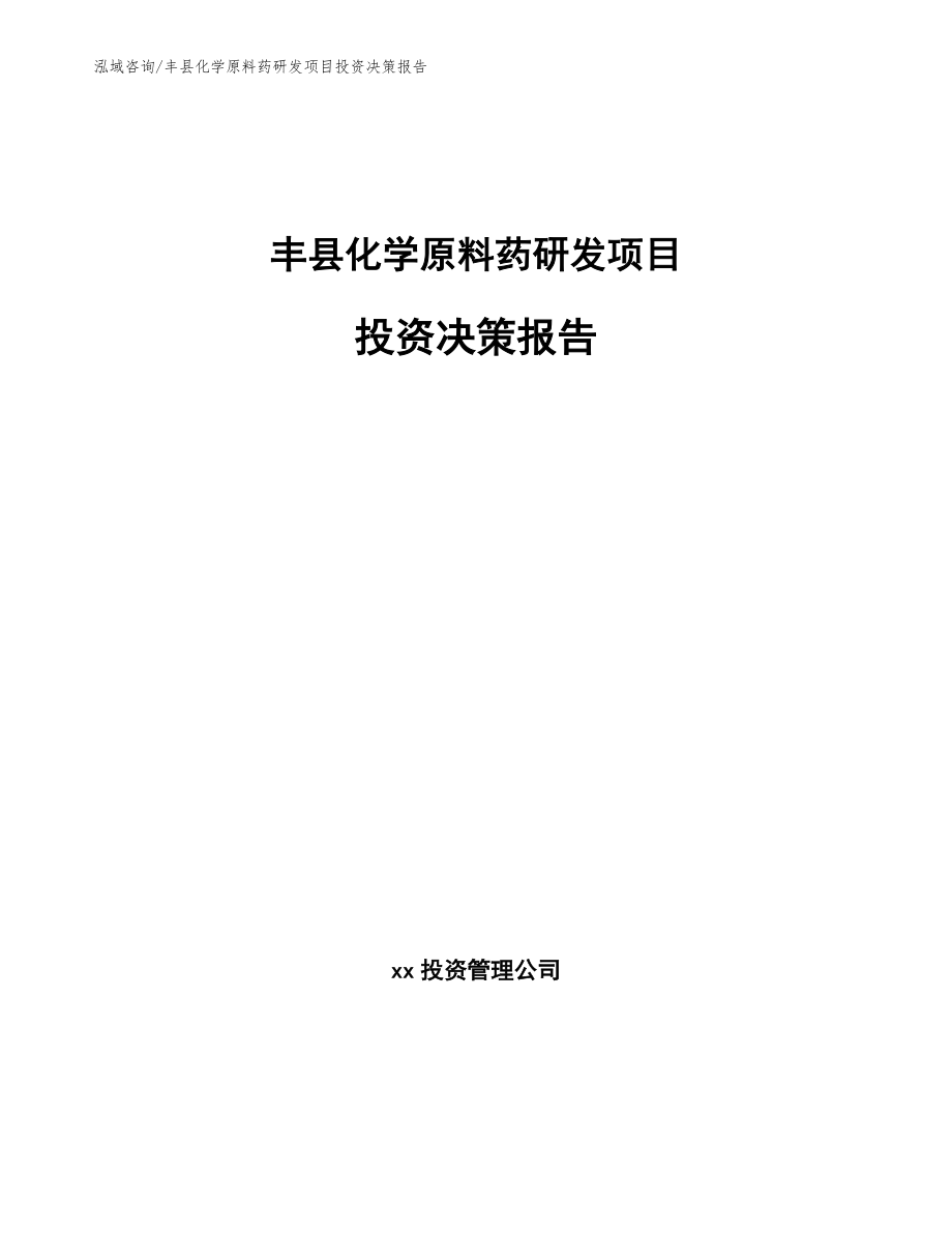 丰县化学原料药研发项目立项报告【参考模板】_第1页