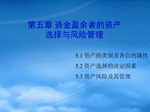 资金盈余者的资产选择与风险管理(PPT 35页)