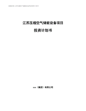 江苏压缩空气储能设备项目投资计划书【模板范文】