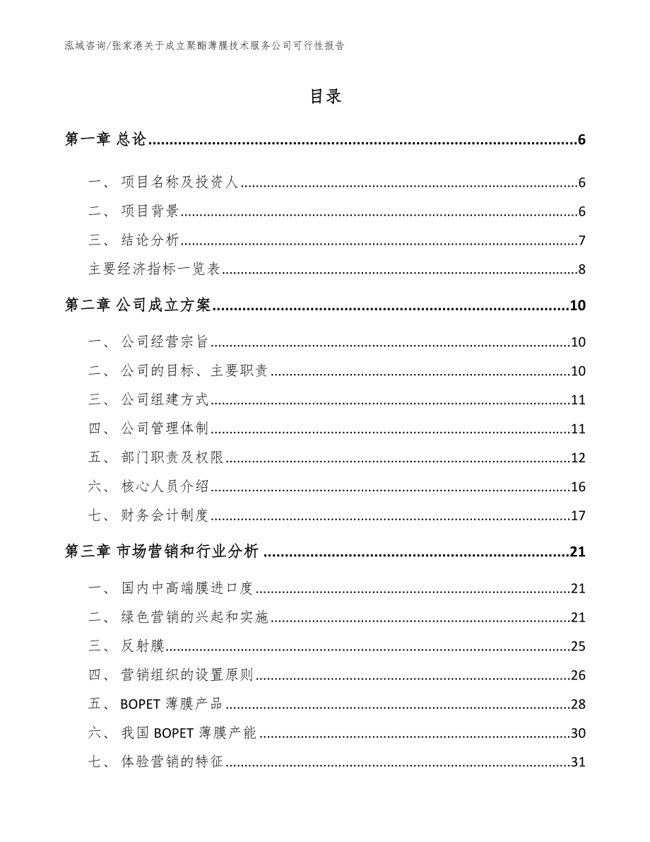 张家港关于成立聚酯薄膜技术服务公司可行性报告（范文参考）_第1页