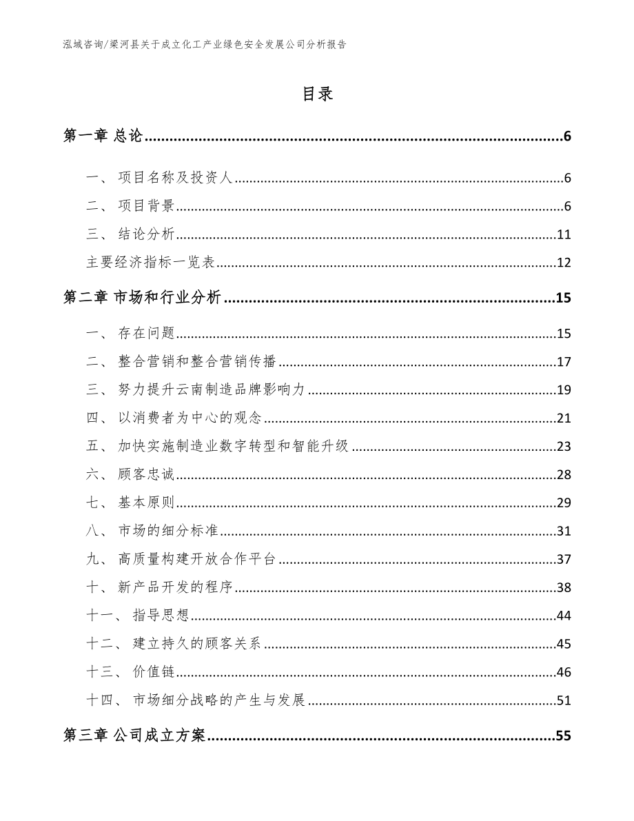 梁河县关于成立化工产业绿色安全发展公司分析报告_第1页