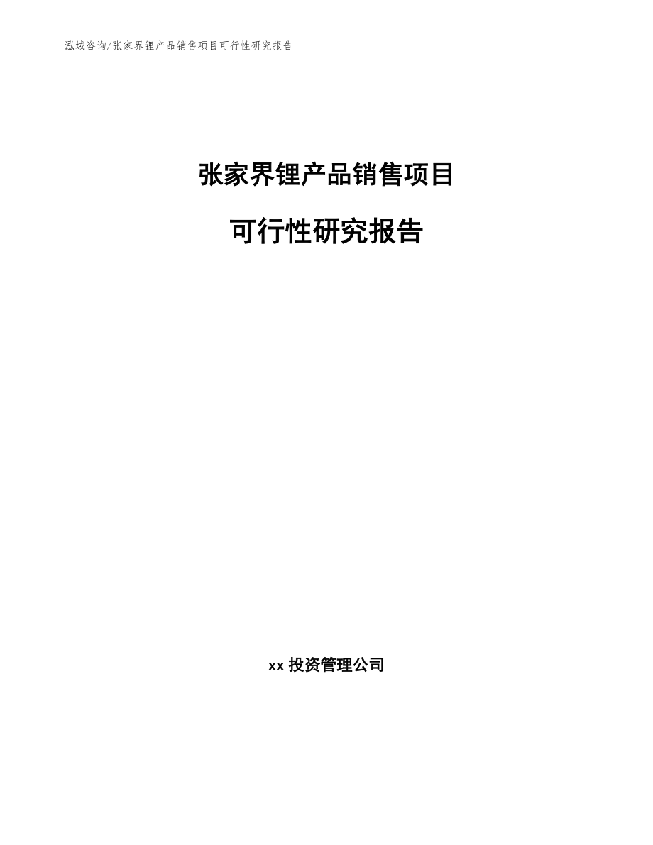 张家界锂产品销售项目可行性研究报告【模板范本】_第1页