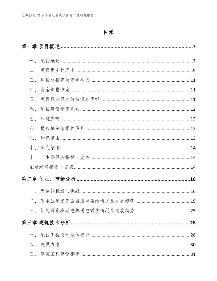 烟台漆包纸包线项目可行性研究报告（模板）_第1页