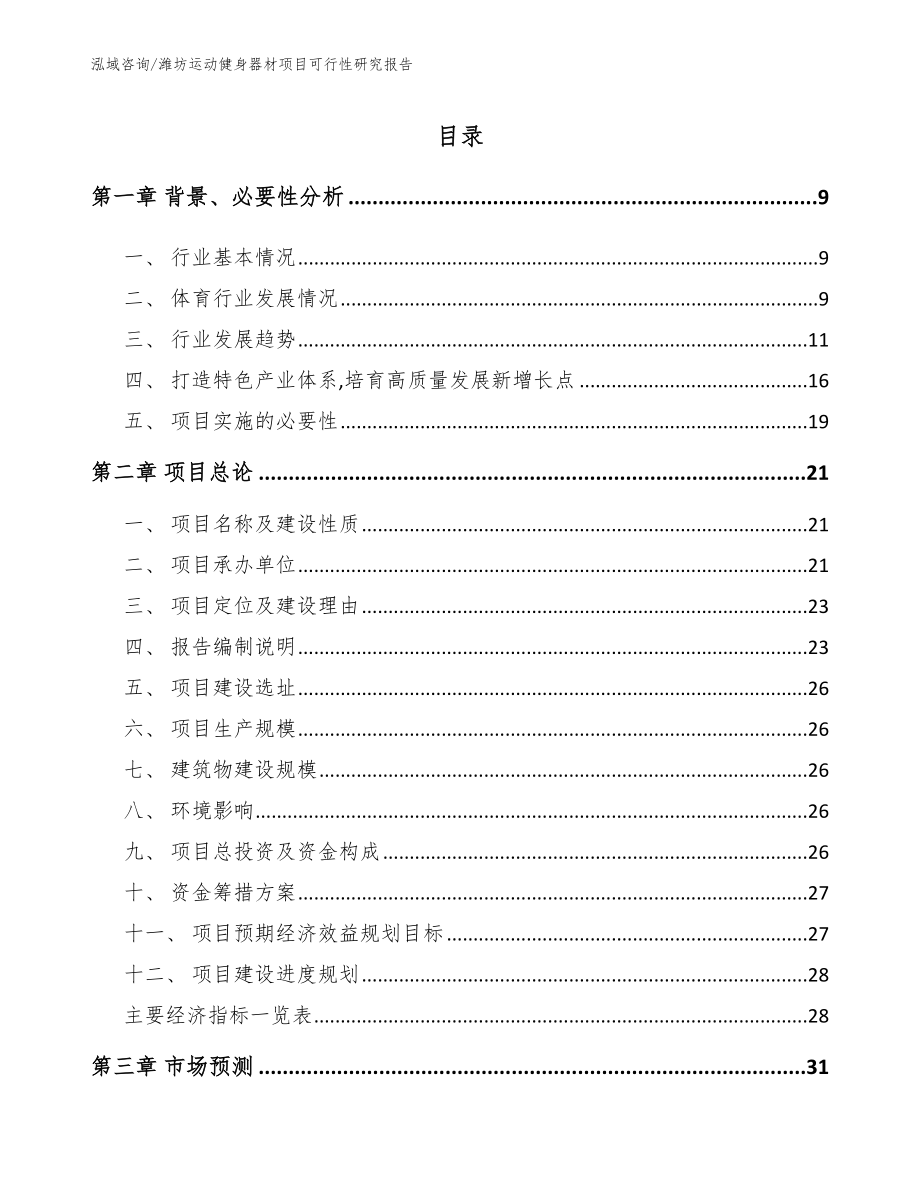 潍坊运动健身器材项目可行性研究报告【参考模板】_第1页