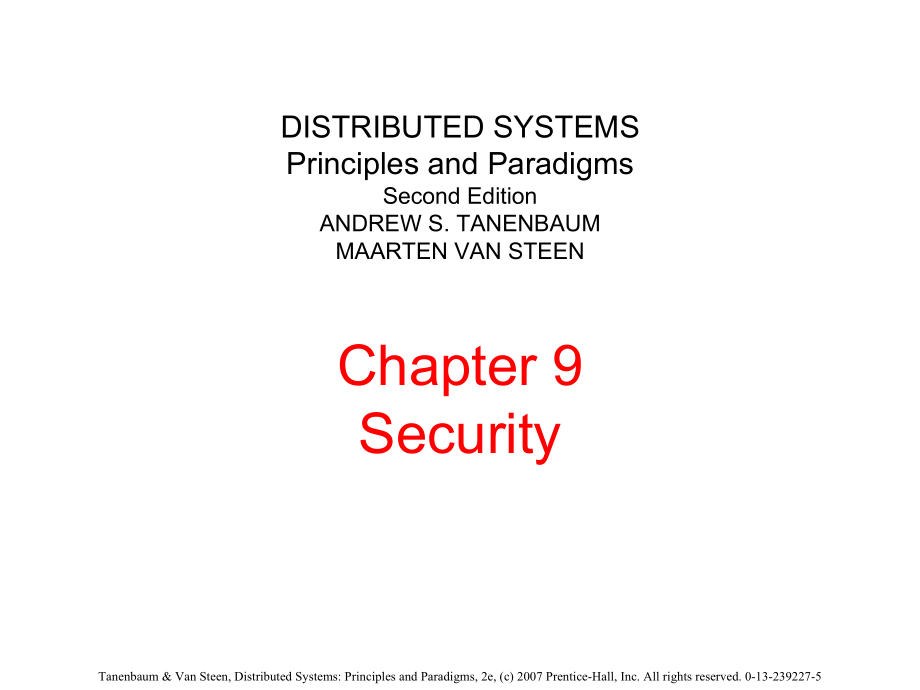 分布式系统课件：Chapter 9 Security_第1页