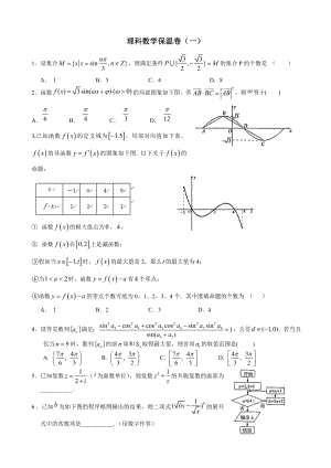 理科数学保温卷（一）