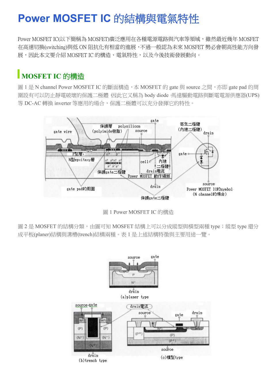 Power MOSFET IC的结构与电气特性_第1页