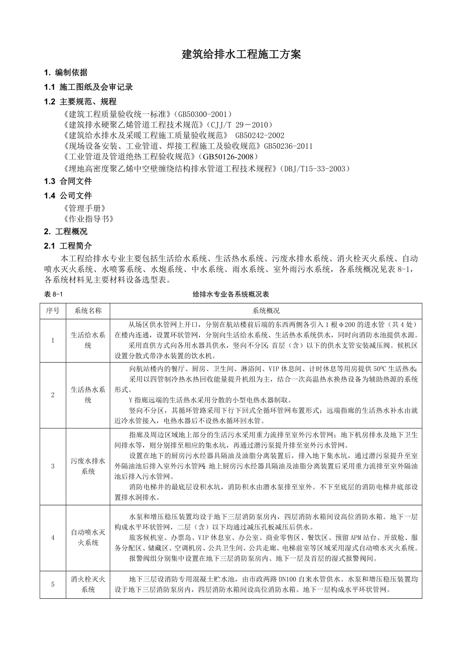 211建筑给排水工程施工方案_第1页