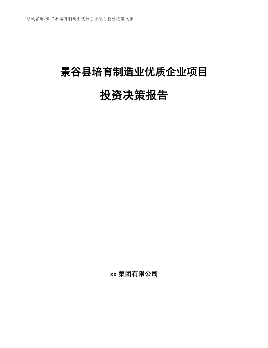 景谷县培育制造业优质企业项目投资决策报告_第1页