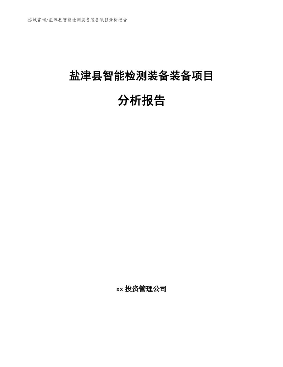 盐津县智能检测装备装备项目分析报告（范文）_第1页