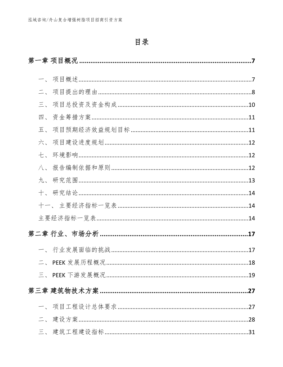 舟山复合增强树脂项目招商引资方案_模板范文_第1页