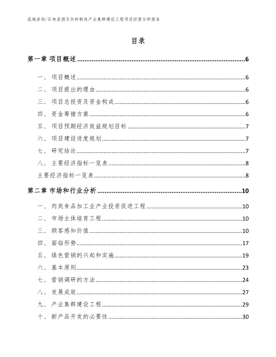 石林县酒及饮料制造产业集群建设工程项目经营分析报告【参考模板】_第1页