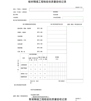 板材隔墙工程检验批质量验收记录汇总