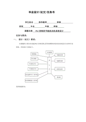 PLC控制的節(jié)能洗衣機(jī)系統(tǒng)設(shè)計(jì)任務(wù)書(shū)