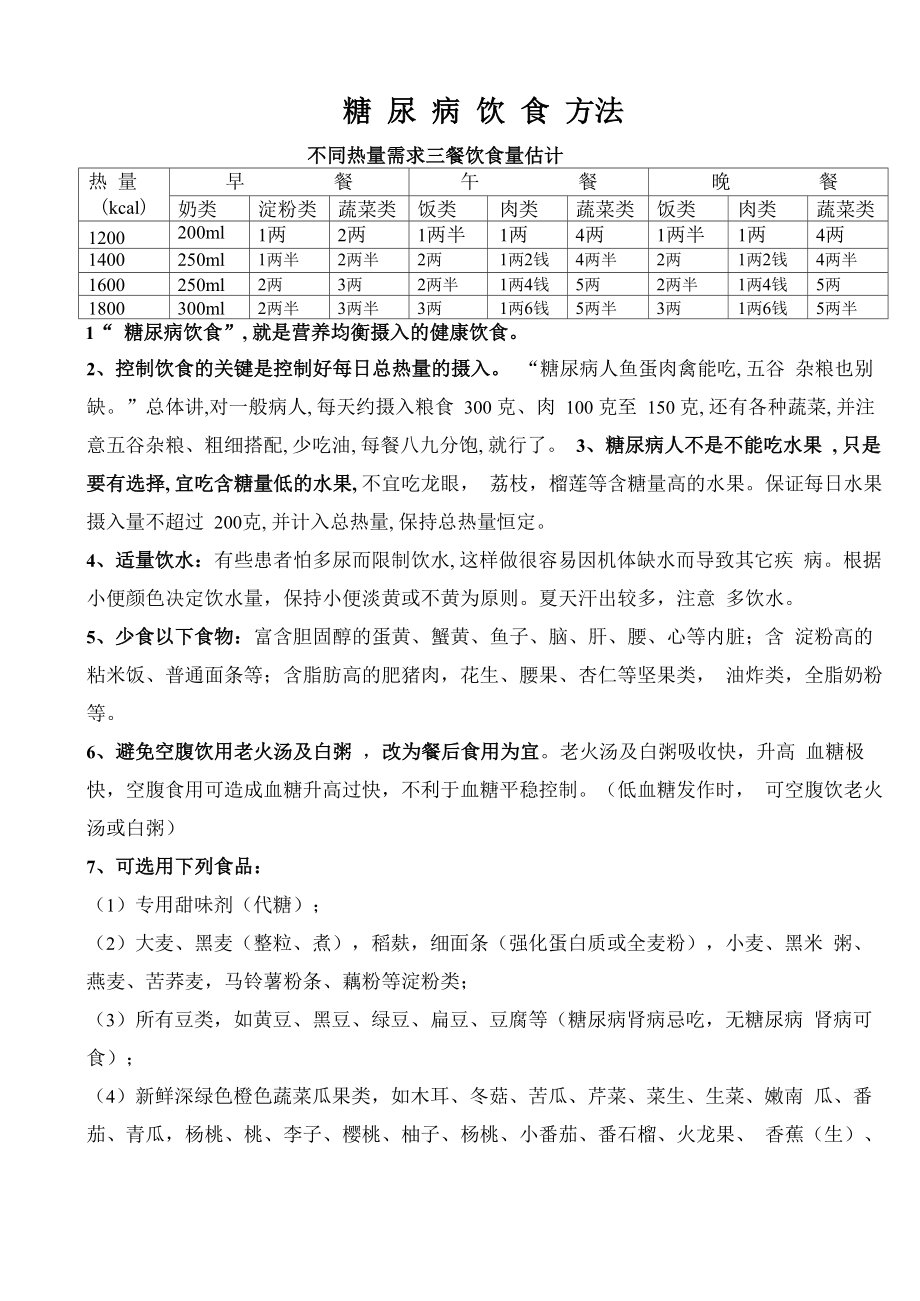 糖尿病饮食方法附食谱_第1页