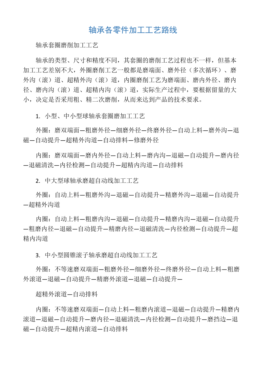 轴承各零件的加工工艺路线_第1页