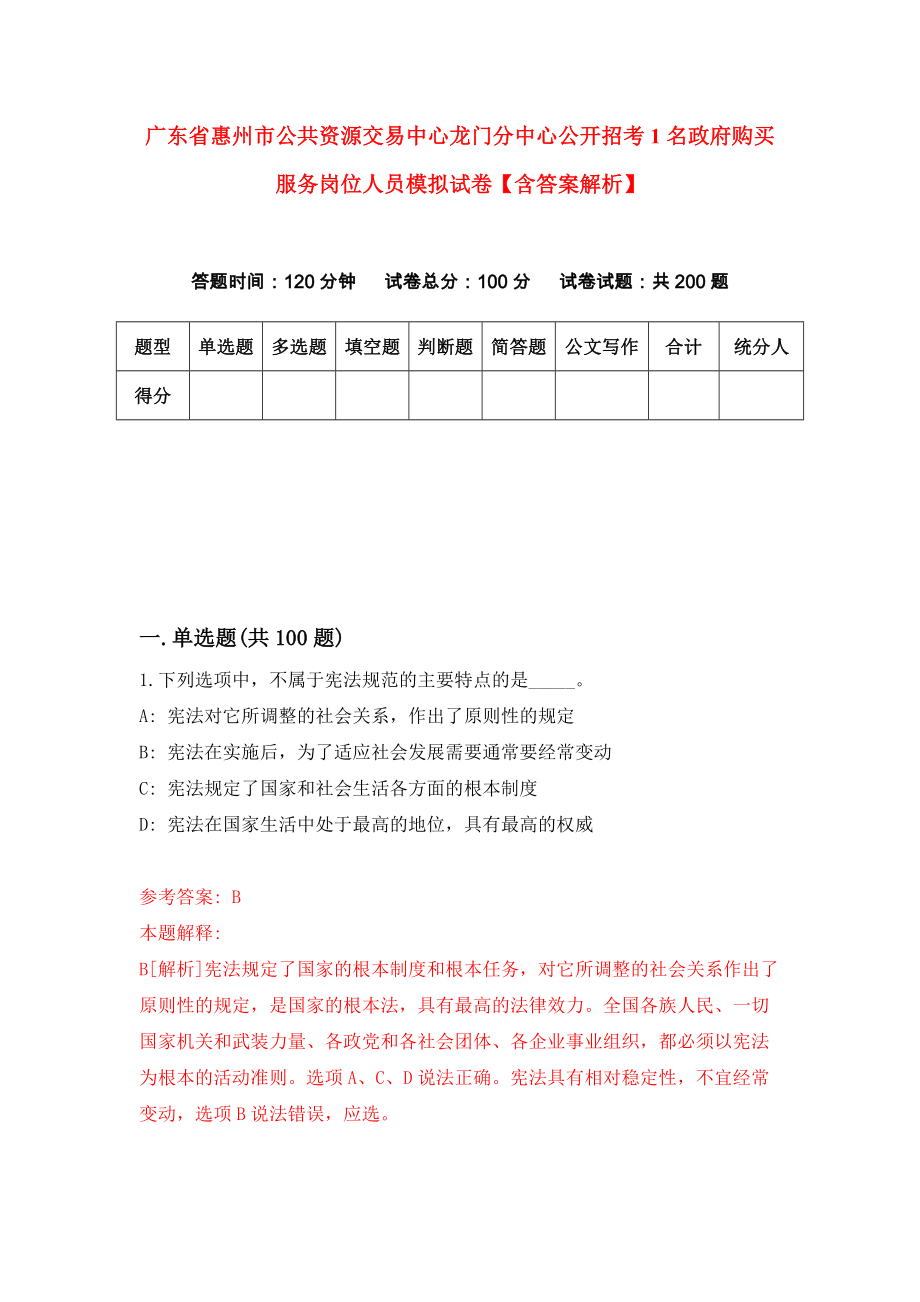 广东省惠州市公共资源交易中心龙门分中心公开招考1名政府购买服务岗位人员模拟试卷【含答案解析】8_第1页