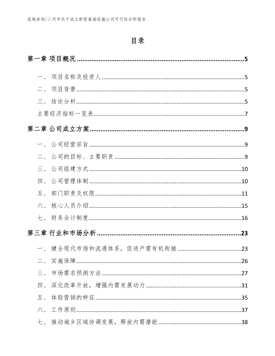 三河市关于成立新型基础设施公司可行性分析报告模板范本_第1页