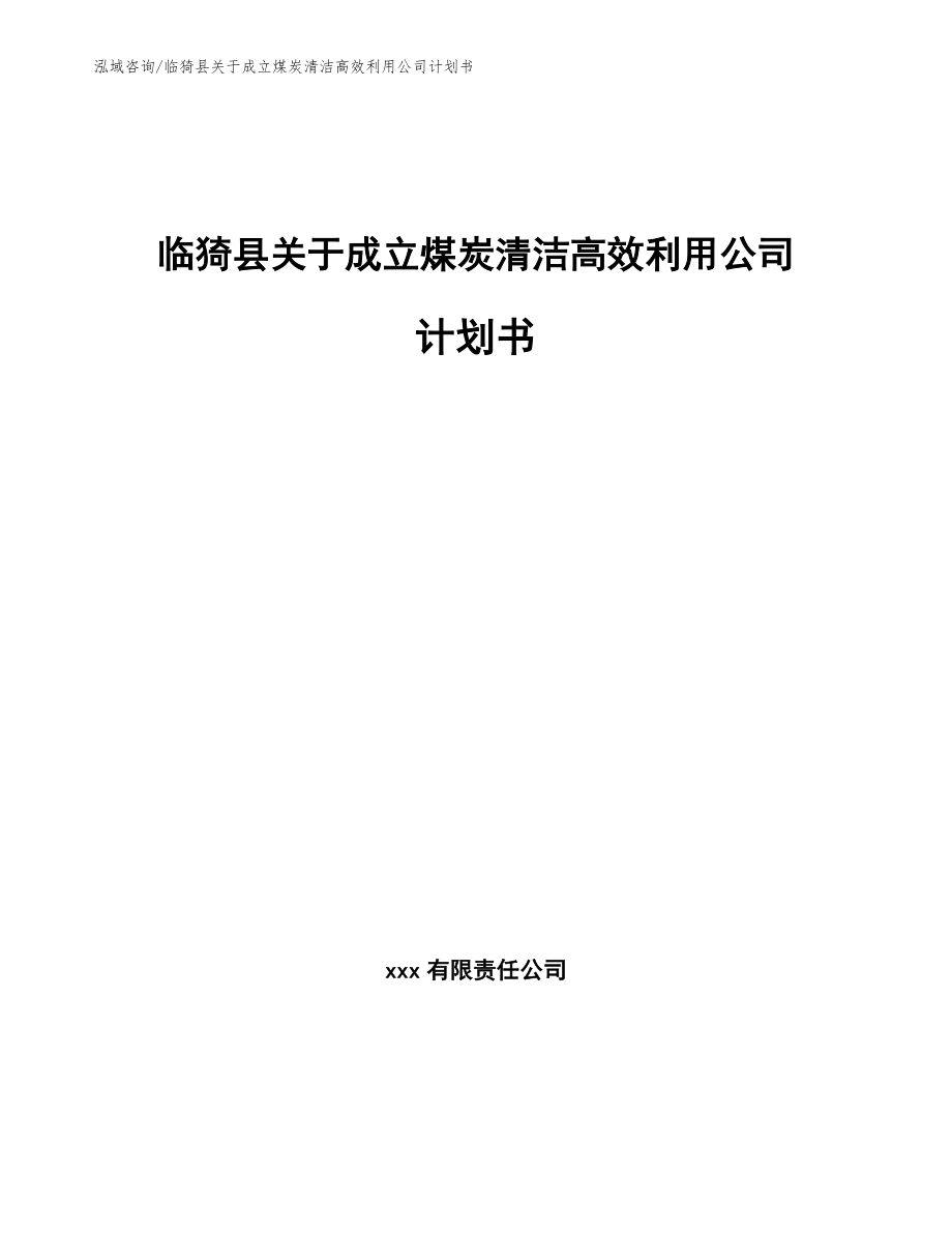 临猗县关于成立煤炭清洁高效利用公司计划书【模板范本】_第1页