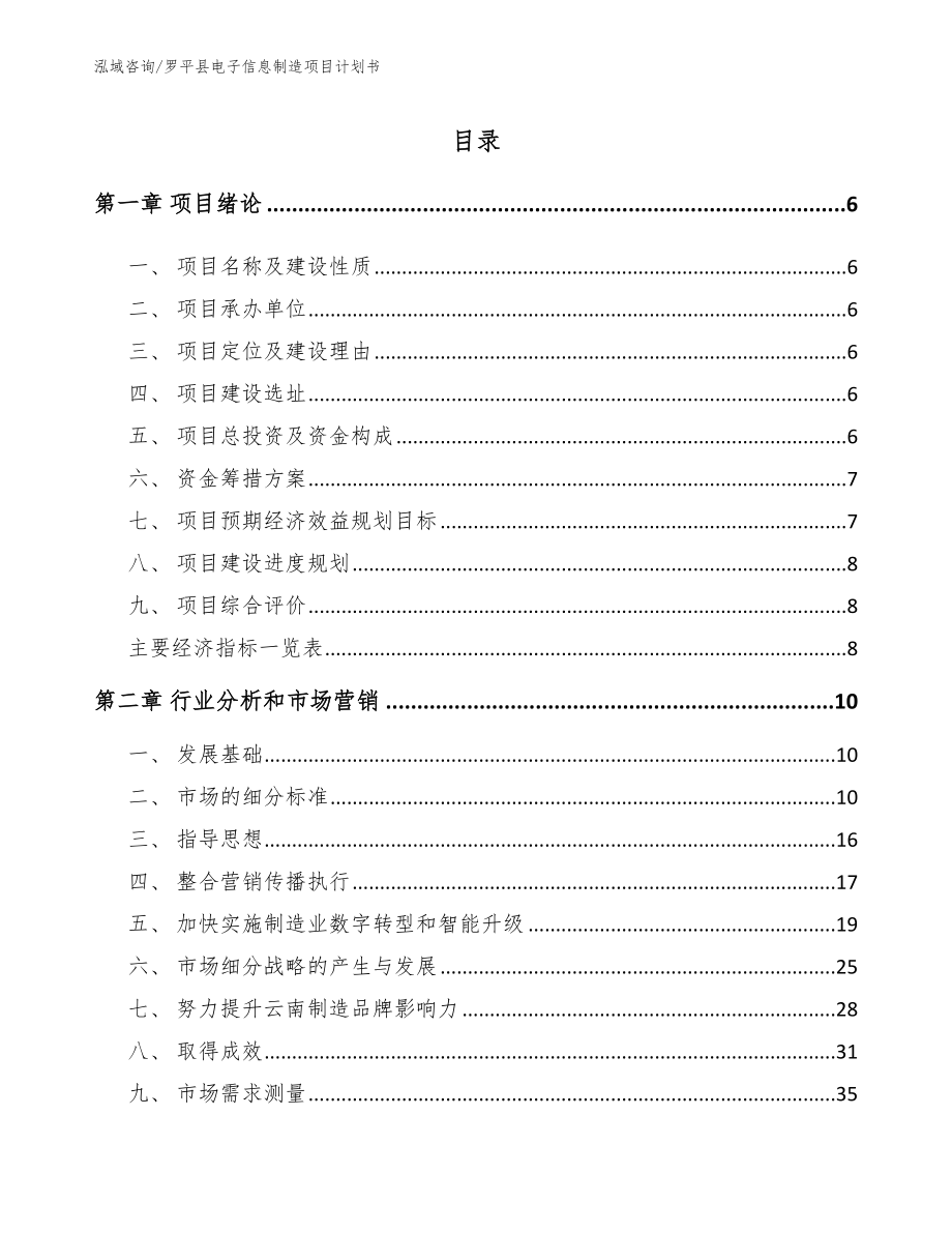 罗平县电子信息制造项目计划书_第1页