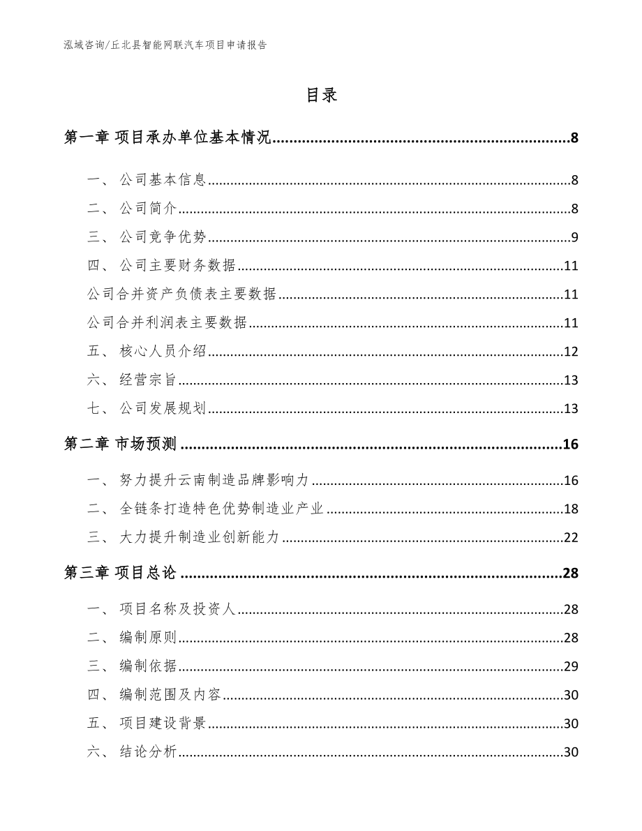 丘北县智能网联汽车项目申请报告【范文模板】_第1页