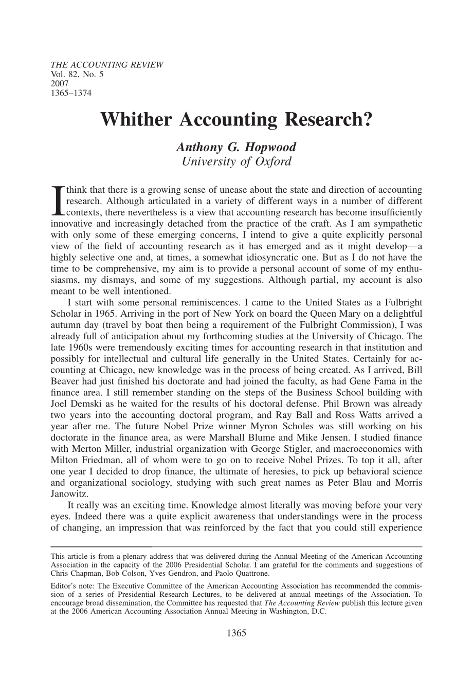 《会计研究向何处去》《Whither Accounting Research》_第1页