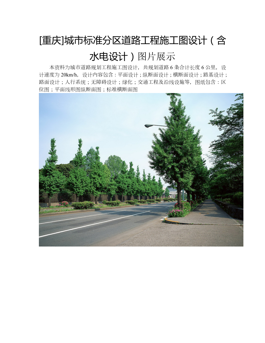 [重庆]城市标准分区道路工程施工图设计(含水电设计)图片展示(精品)_第1页