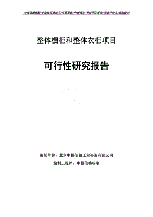 整体橱柜和整体衣柜项目可行性研究报告申请报告