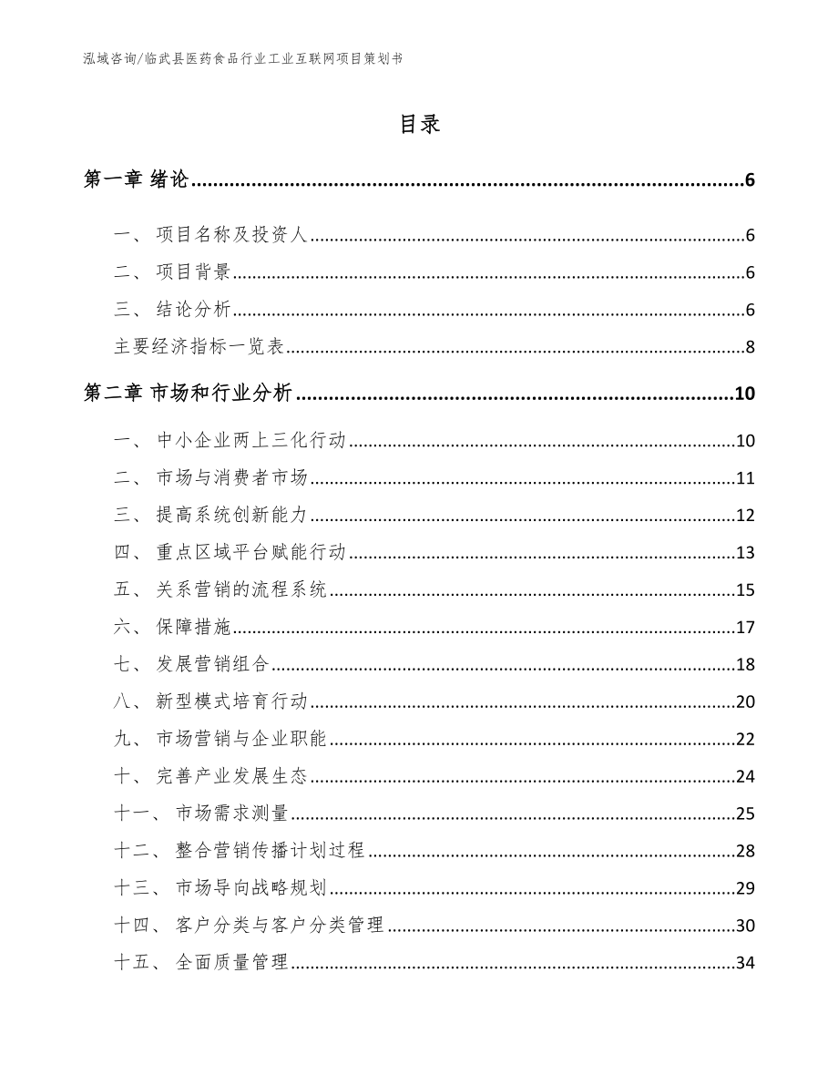 临武县医药食品行业工业互联网项目策划书_第1页