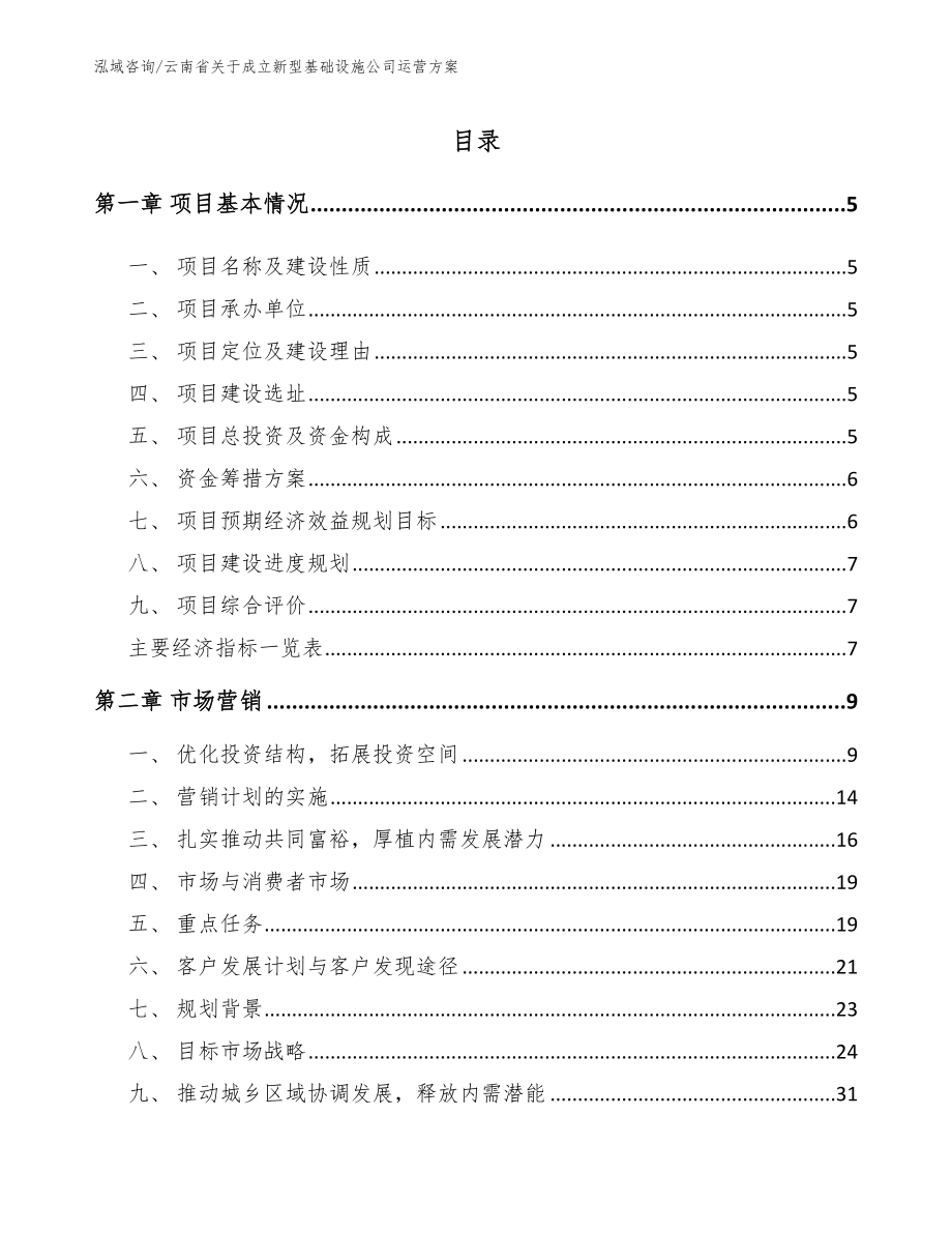云南省关于成立新型基础设施公司运营方案【模板参考】_第1页
