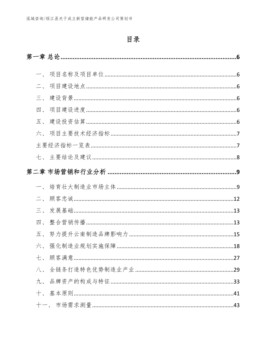 绥江县关于成立新型储能产品研发公司策划书【模板】_第1页