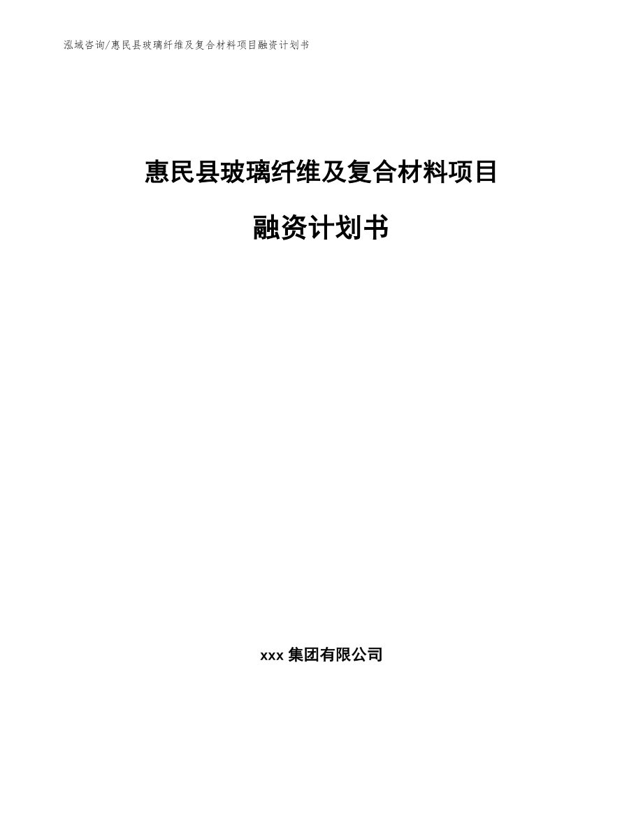 惠民县玻璃纤维及复合材料项目融资计划书参考模板_第1页